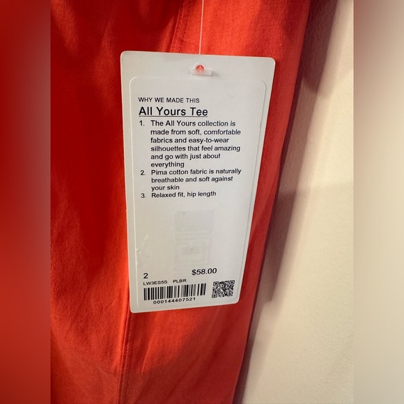 Lululemon Women’s Coral/Pink All Yours Tee NWT Size 2 - Picture 6 of 8